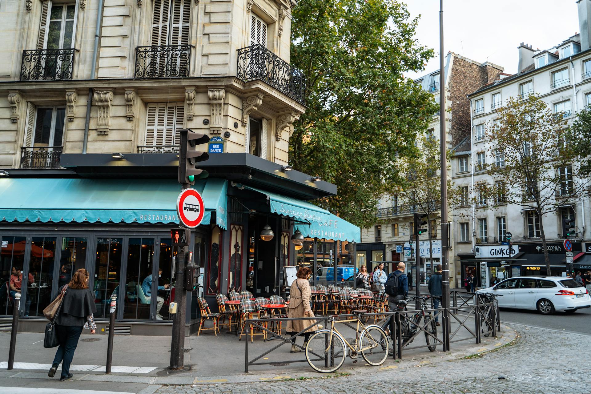 Charming Parisian Street Corner with Café