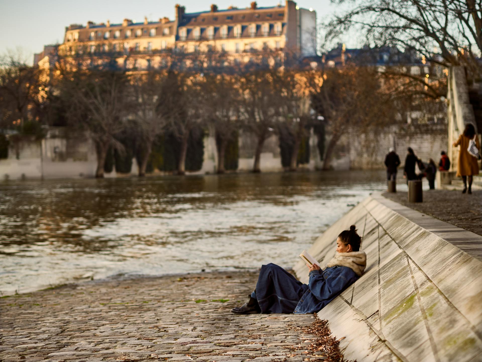 Woman Reading A Book in Paris
