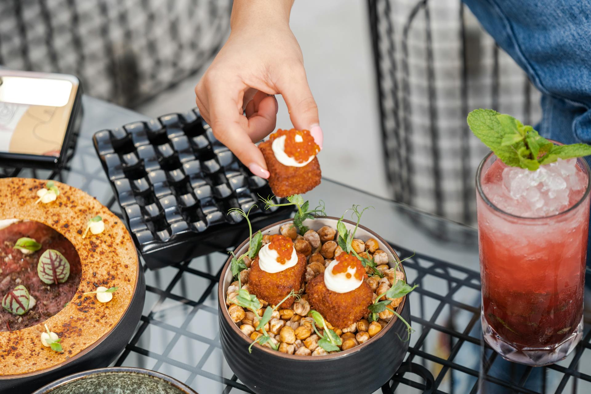 Falafel with Caviar and Chickpeas