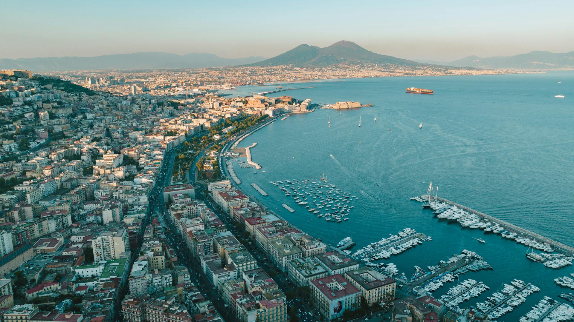 View of a Harbor in Naples, Italy