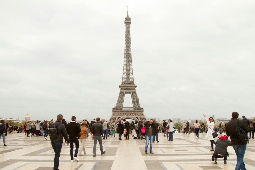 Crowded Eiffel Tower