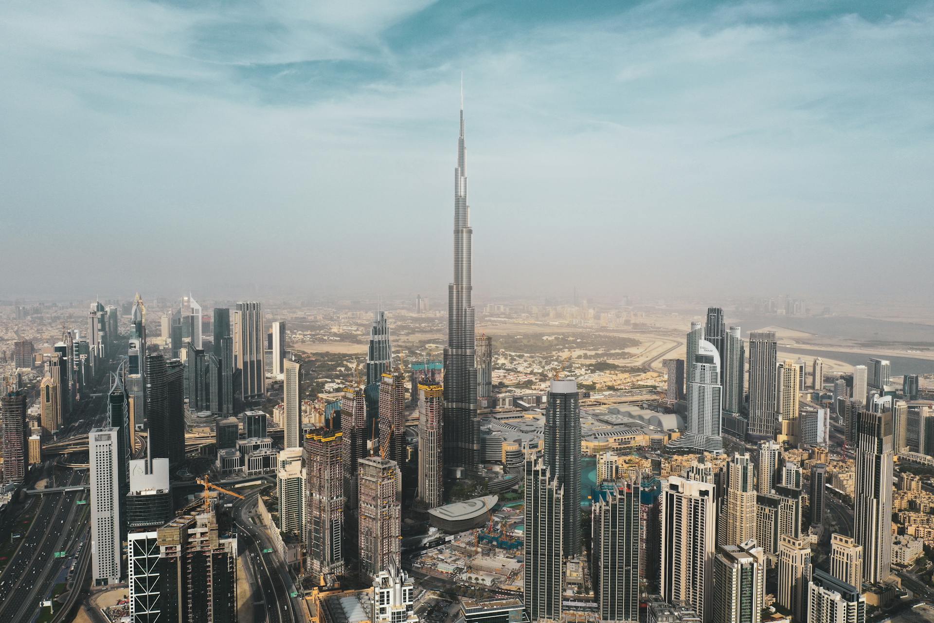 Aerial Photo Of Dubai Under The Blue Sky