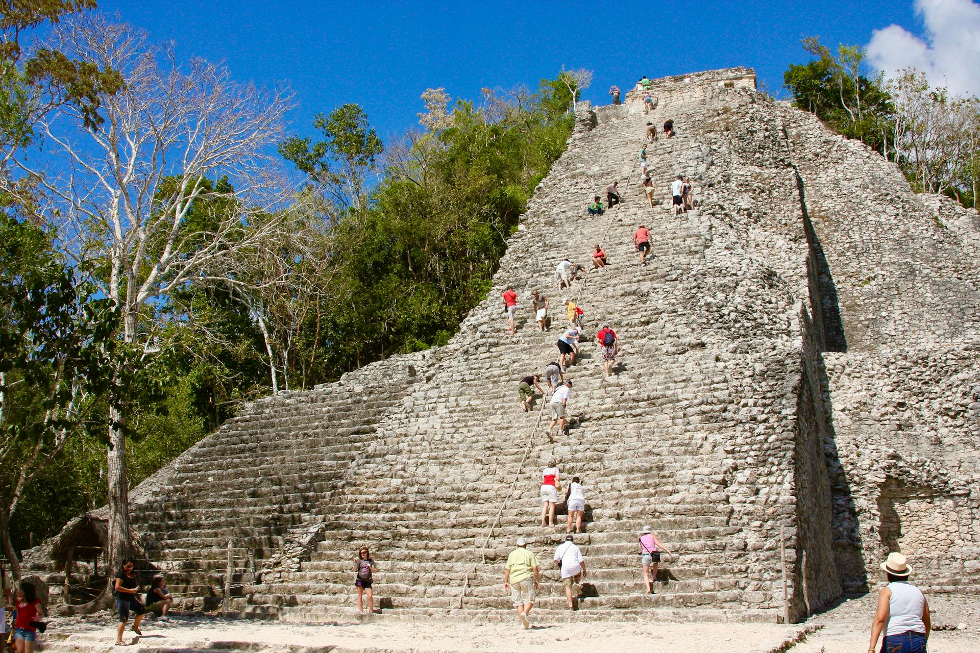 People on an Ancient Pyramid in Mexico