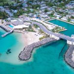 Aerial View to the Blue Water of Barbados Island, Caribbean Paradise