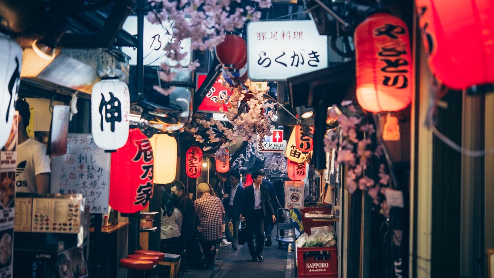 TOKYO, JAPAN - 20 APRIL, 2018: View of Omoide Yokocho more known as "Piss Alley" - famous drinking and eating quarter in Shinjuku district in Tokyo, Japan.