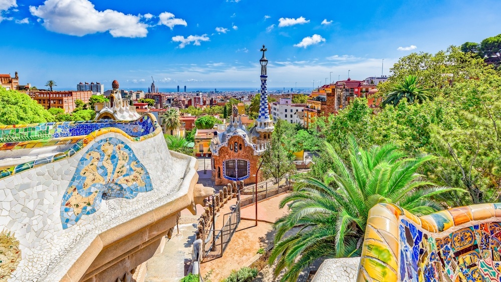 Barcelona. Gorgeous and amazing Park Guel. Spain. 